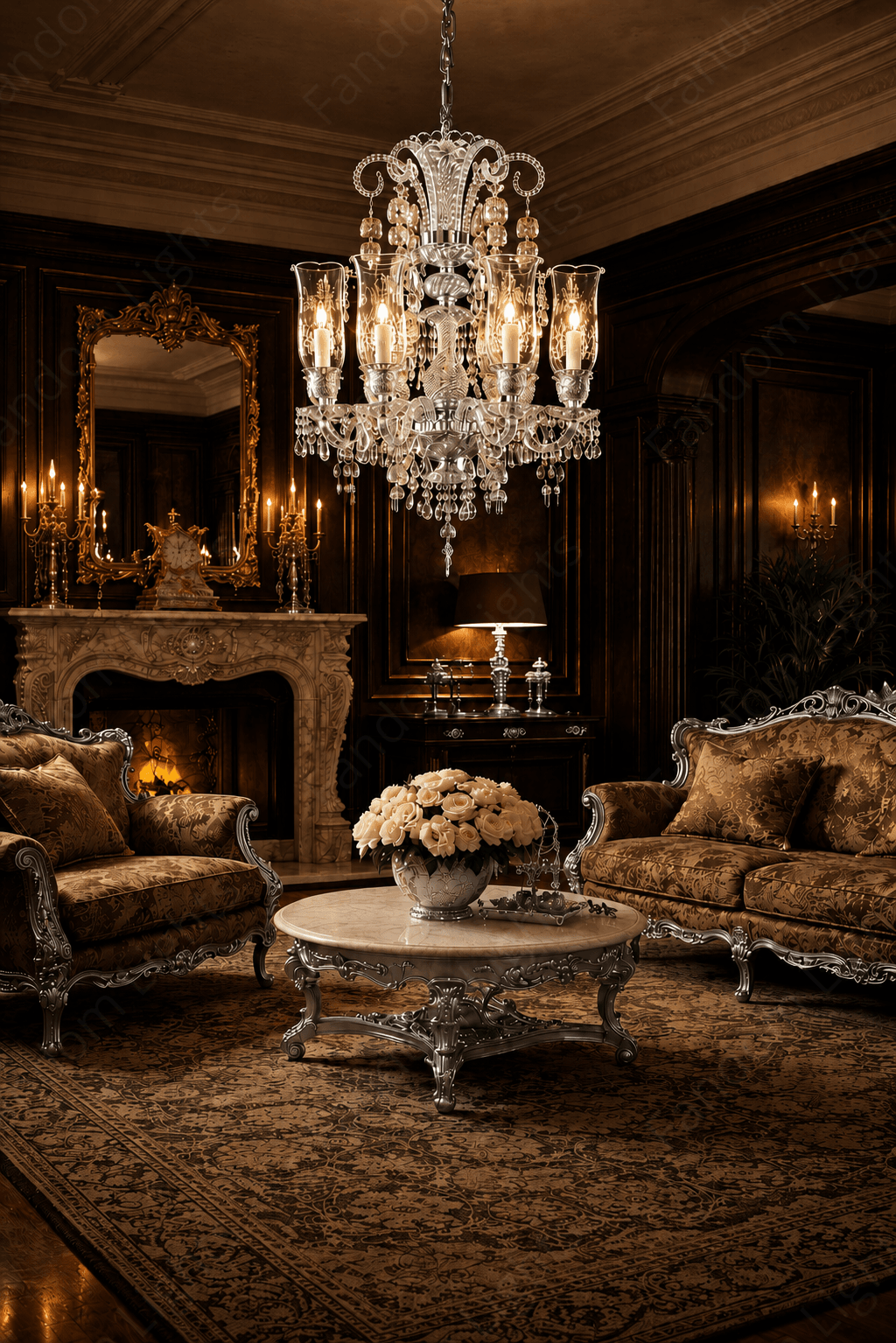 6 LIGHT Glass Clear Glass ITALIAN CHANDELIER LIGHT