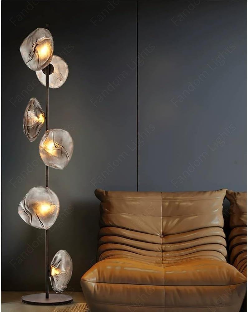 6 Smoke Glass Black Floor lamp Living Room Light for Home Lighting Standing lamp