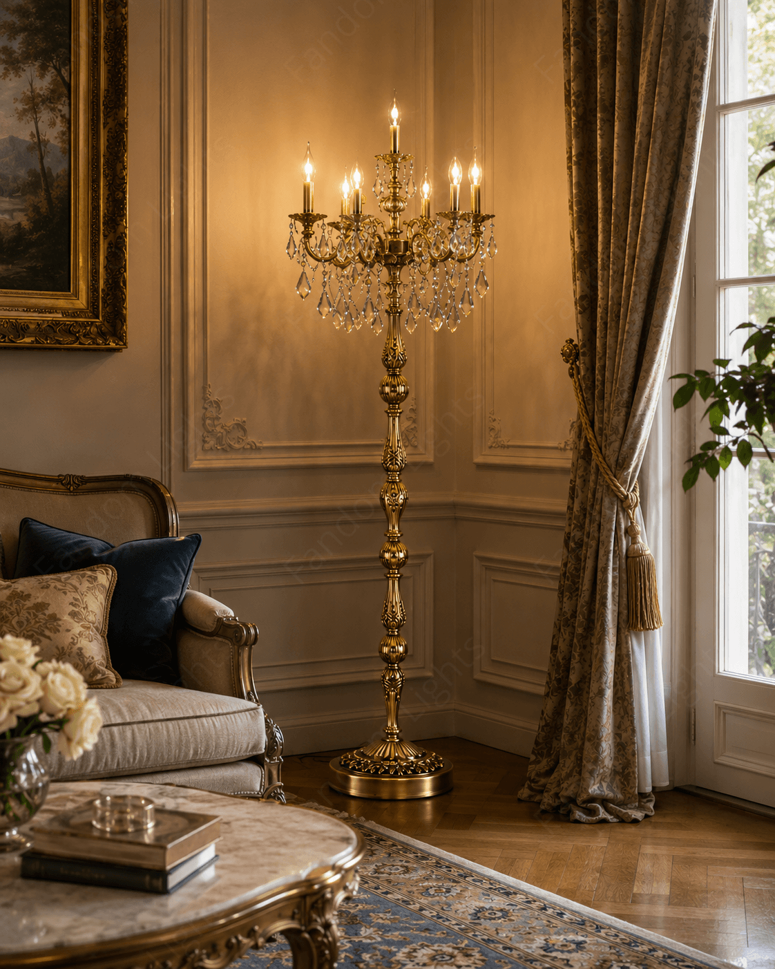 Italian 7 Light Brass Floor lamp Living Room Lighting Standing lamp