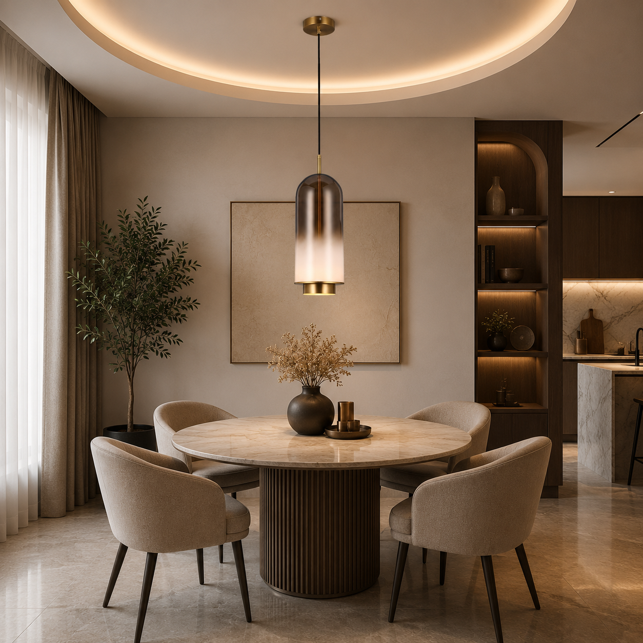 Frost Tint Glass Pendant Light for Bedside Hanging Light