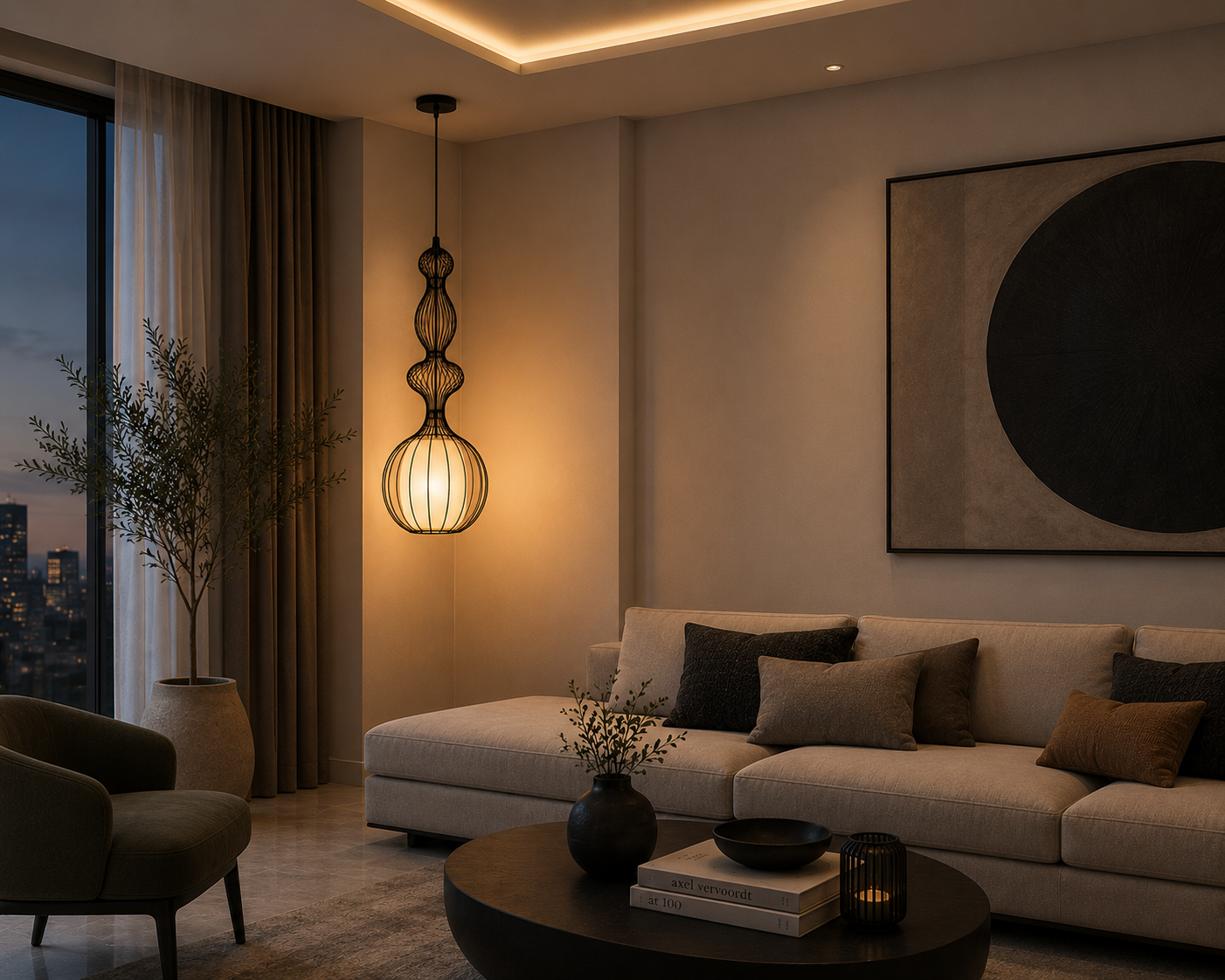 Black Metal Pendant Hanging for Living Room Outdoor Light