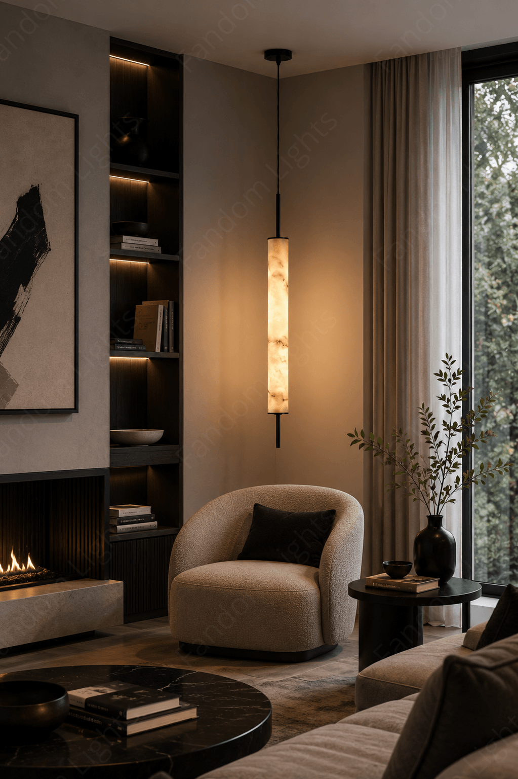 Led Gold White Faux Stone Hanging Pendant Ceiling Light