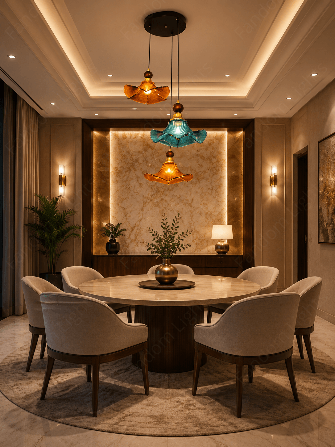 3 Light Color Glass Pendant Ceiling Hanging Light