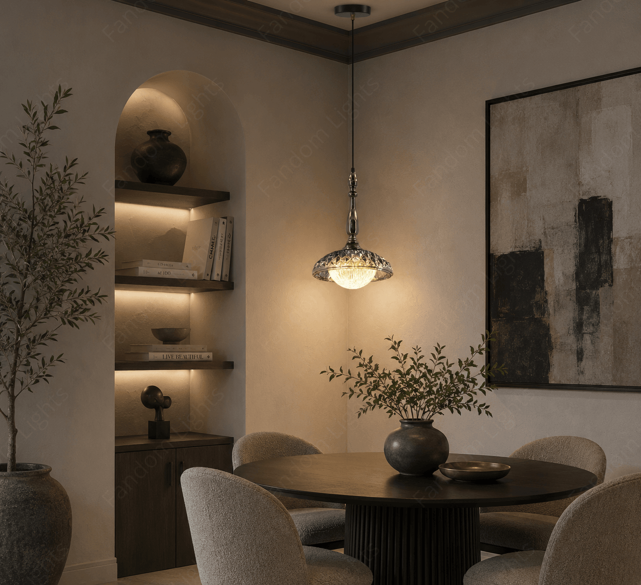 Ash Glass Led Light for Bedside Hanging Light