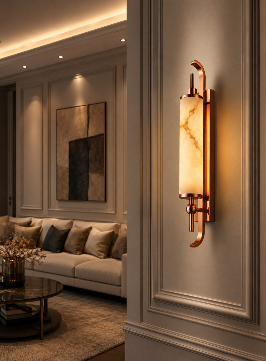 LED Faux Stone Rose Gold Frost Wall Light Living Dining Bedside Light